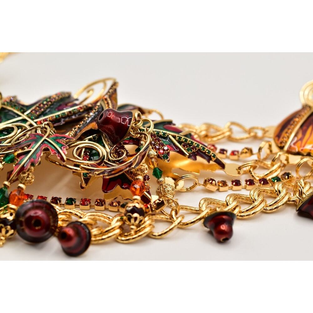 Lunch At The Ritz Autumn Fall Belt Chain Rhinestone Crystal Maple Leaf RARE - Picture 14 of 16